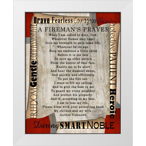 Firefighters Prayer White Modern Wood Framed Art Print by Wolk, Lisa