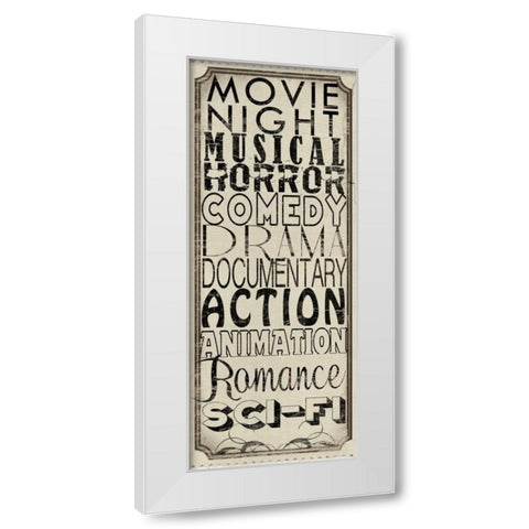 Movie Night White Modern Wood Framed Art Print by Wolk, Lisa
