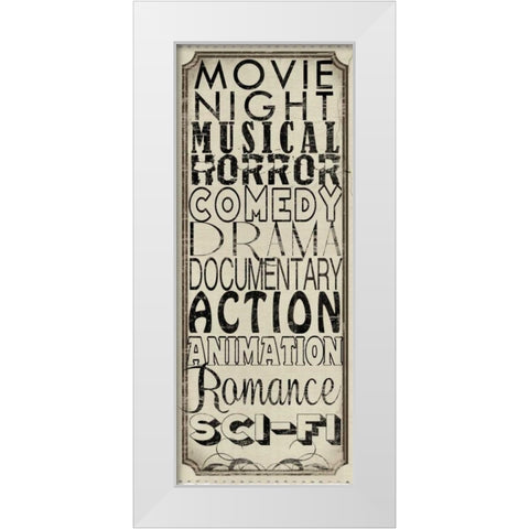 Movie Night White Modern Wood Framed Art Print by Wolk, Lisa