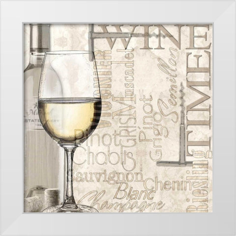 Time for Wine - White White Modern Wood Framed Art Print by Wolk, Lisa