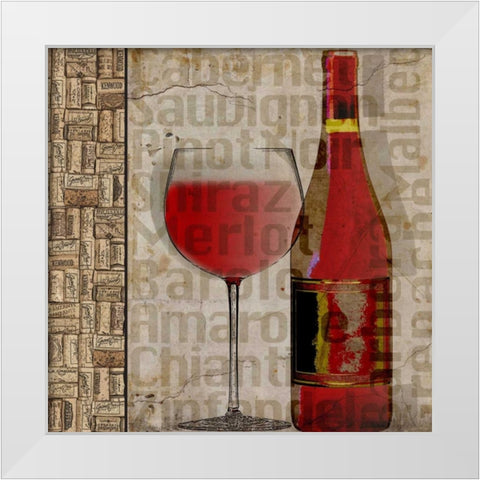 Wine Varieties White Modern Wood Framed Art Print by Wolk, Lisa