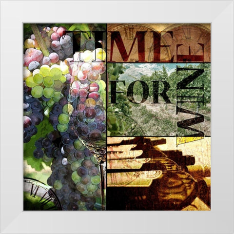 Time for Wine White Modern Wood Framed Art Print by Wolk, Lisa