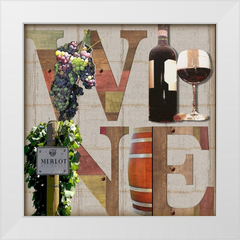 Merlot Wine White Modern Wood Framed Art Print by Wolk, Lisa