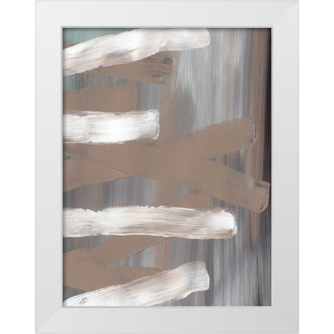 White and Tan Strokes White Modern Wood Framed Art Print by Lee, Judson