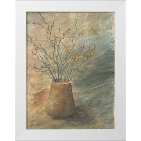 Dried Twig Buds White Modern Wood Framed Art Print by Lee, Judson