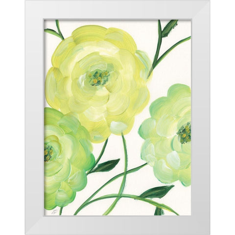 Yellow Emerald Florals II White Modern Wood Framed Art Print by Lee, Judson
