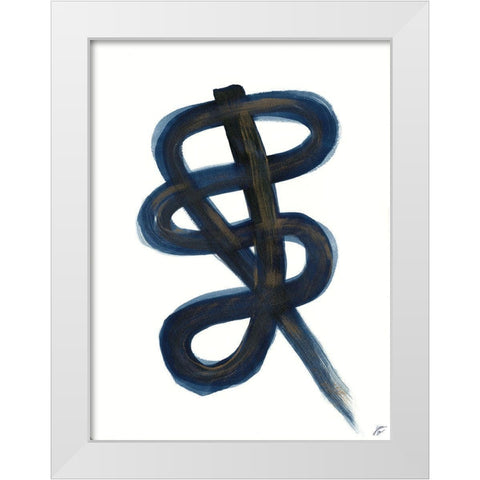 Blue Script III White Modern Wood Framed Art Print by Lee, Judson