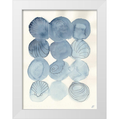 Indigo Shells White Modern Wood Framed Art Print by Lee, Judson