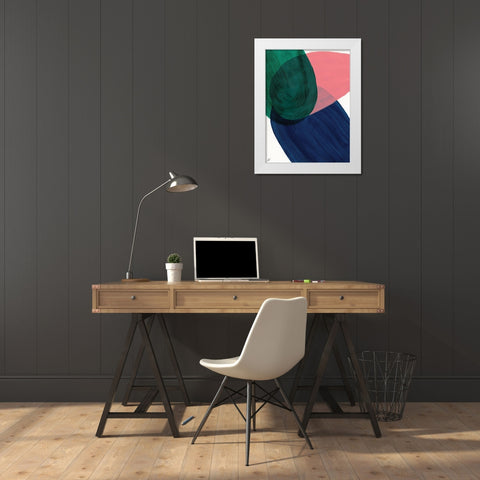Peach-Blue-Green White Modern Wood Framed Art Print by Lee, Judson