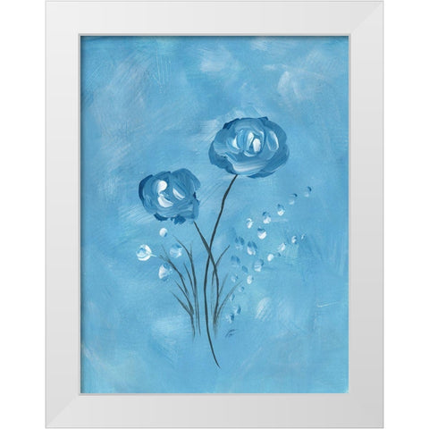 Round Flower Blues II White Modern Wood Framed Art Print by Lee, Judson