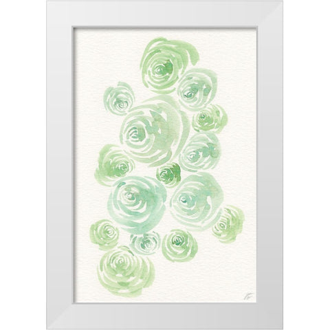 Gentle Mint Roses White Modern Wood Framed Art Print by Lee, Judson
