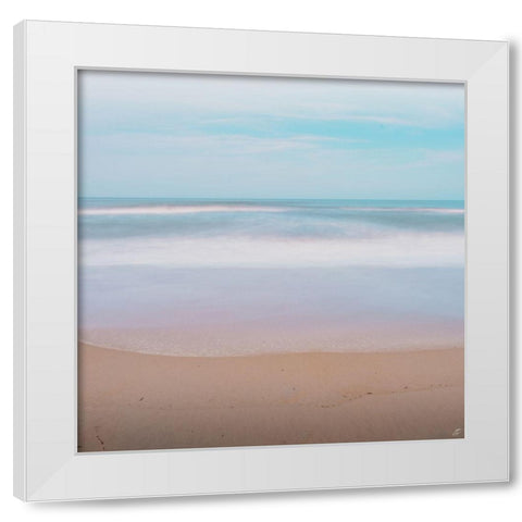 Washy Beach in Aqua White Modern Wood Framed Art Print by Lee, Judson