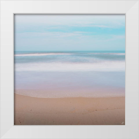 Washy Beach in Aqua White Modern Wood Framed Art Print by Lee, Judson