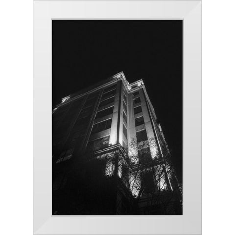 Big Building at Night II White Modern Wood Framed Art Print by Lee, Judson
