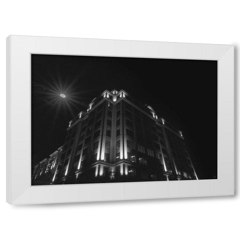 Big Building at Night III White Modern Wood Framed Art Print by Lee, Judson