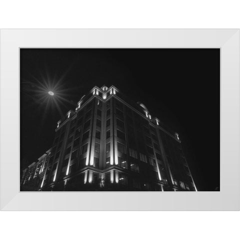 Big Building at Night III White Modern Wood Framed Art Print by Lee, Judson