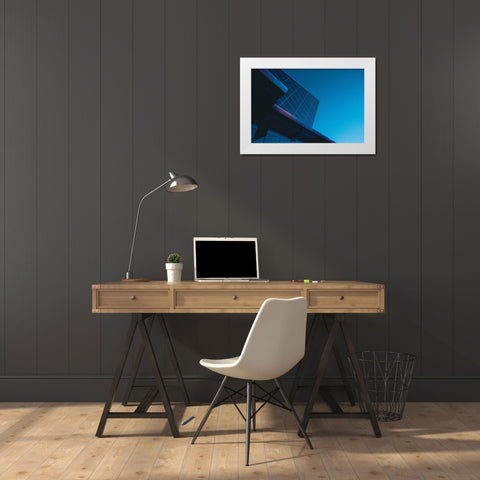 Blue Monday White Modern Wood Framed Art Print by Lee, Judson