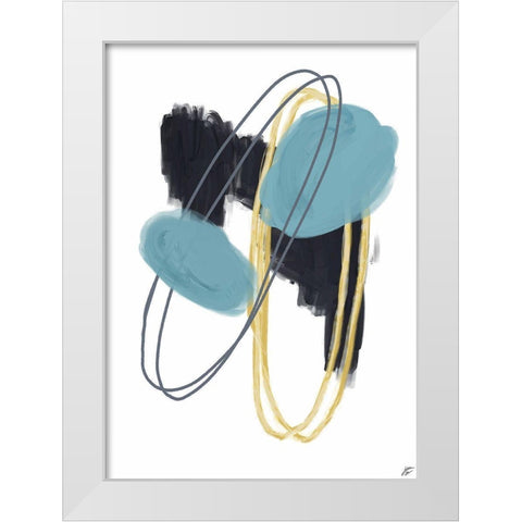 Black-Teal-Gold II White Modern Wood Framed Art Print by Lee, Judson
