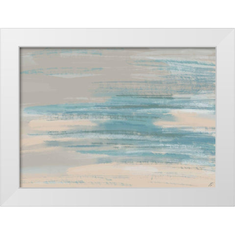 Tan-Peach-Teal White Modern Wood Framed Art Print by Lee, Judson