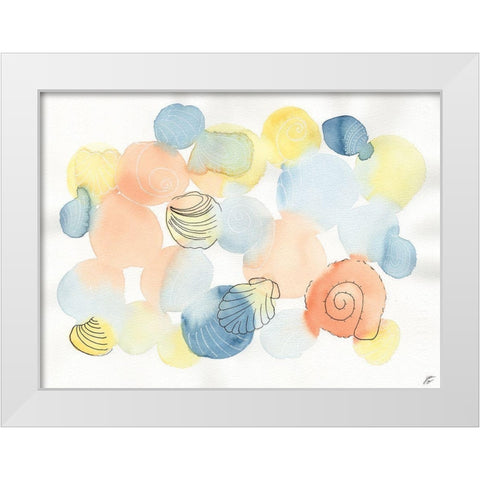 Watercolor and Shells White Modern Wood Framed Art Print by Lee, Judson