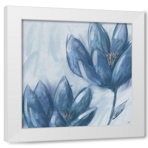 Blue Flowers White Modern Wood Framed Art Print by Lee, Judson