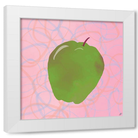 Green Apple White Modern Wood Framed Art Print by Lee, Judson