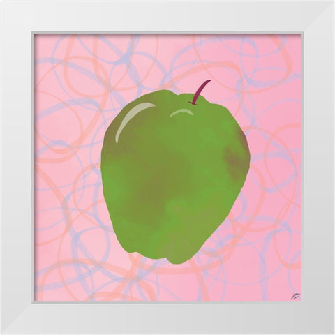Green Apple White Modern Wood Framed Art Print by Lee, Judson