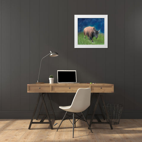 Buffalo Walk White Modern Wood Framed Art Print by Lee, Judson