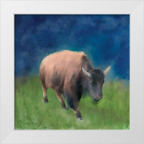 Buffalo Walk White Modern Wood Framed Art Print by Lee, Judson