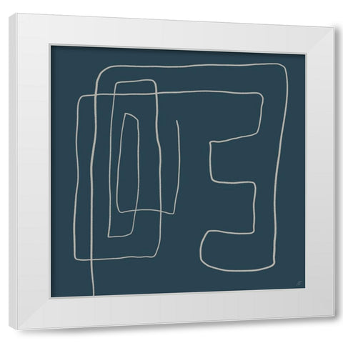 Mod Lines on Blue White Modern Wood Framed Art Print by Lee, Judson