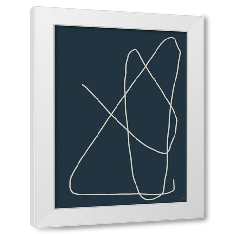 Mod Lines on Blue IV White Modern Wood Framed Art Print by Lee, Judson