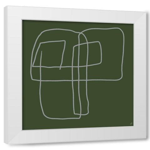 Scribbles on Green White Modern Wood Framed Art Print by Lee, Judson