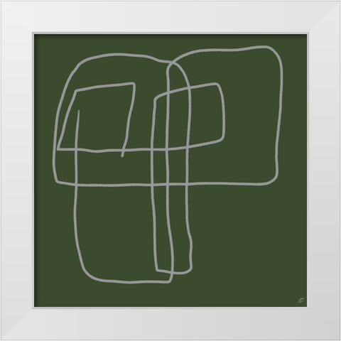 Scribbles on Green White Modern Wood Framed Art Print by Lee, Judson