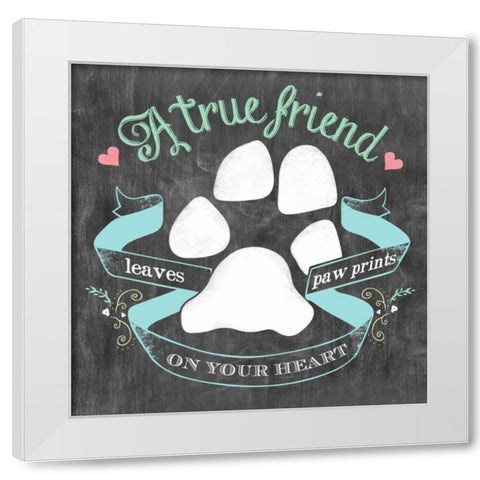 Paw Prints White Modern Wood Framed Art Print by Longfellow Designs