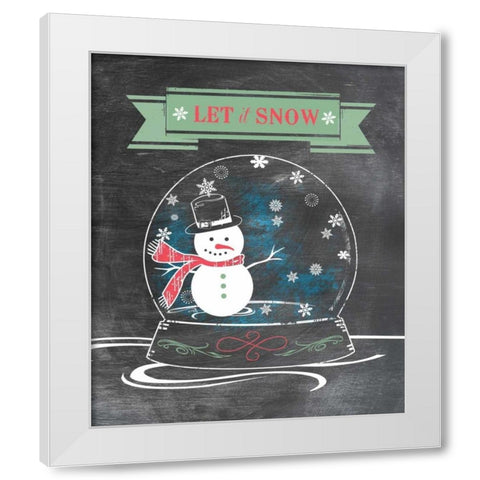 Let It Snow - Green White Modern Wood Framed Art Print by Longfellow Designs