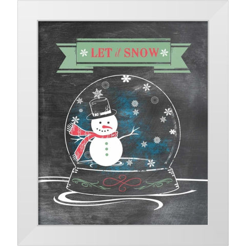 Let It Snow - Green White Modern Wood Framed Art Print by Longfellow Designs