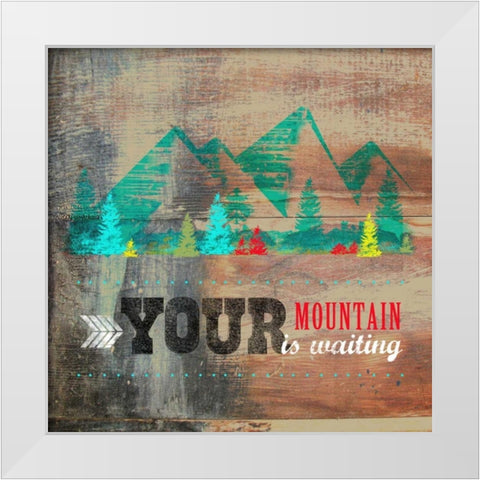 Your Mountain White Modern Wood Framed Art Print by Longfellow Designs
