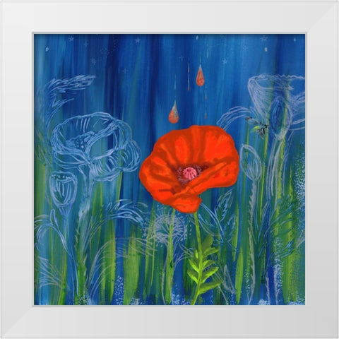 Poppy Night White Modern Wood Framed Art Print by Longfellow Designs