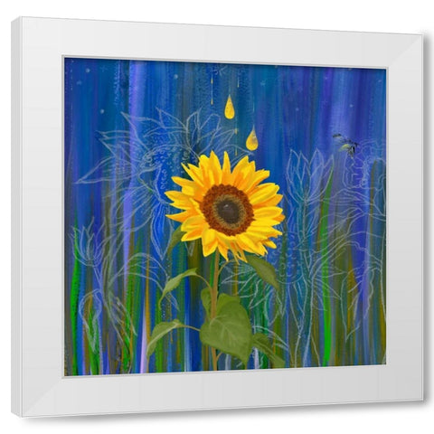 Sunflower White Modern Wood Framed Art Print by Longfellow Designs