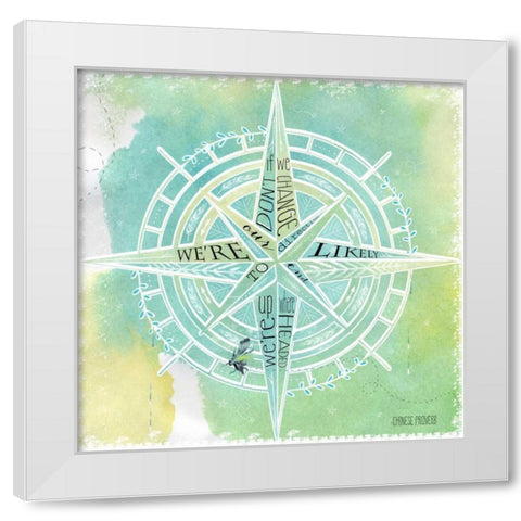 Compass White Modern Wood Framed Art Print by Longfellow Designs