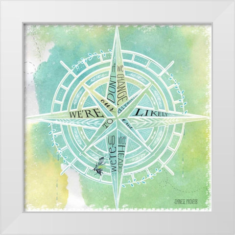 Compass White Modern Wood Framed Art Print by Longfellow Designs