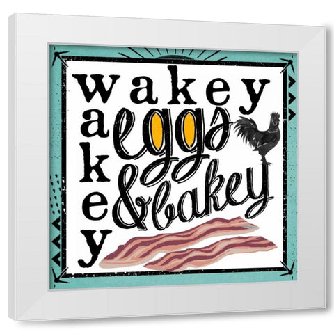 Wakey White Modern Wood Framed Art Print by Longfellow Designs