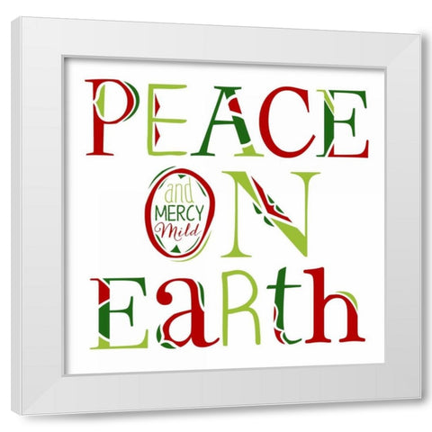 Peace on Earth on White White Modern Wood Framed Art Print by Longfellow Designs