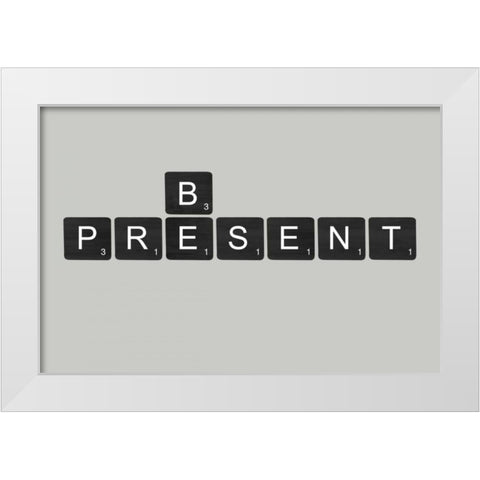 Be Present Black White Modern Wood Framed Art Print by Longfellow Designs