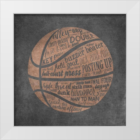 Basketball Terms White Modern Wood Framed Art Print by Longfellow Designs