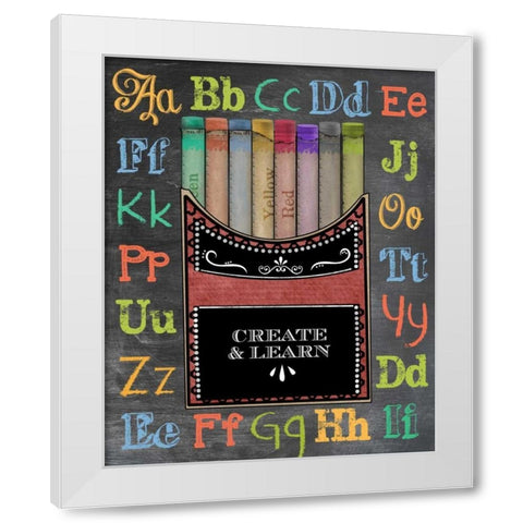 Crayons White Modern Wood Framed Art Print by Longfellow Designs