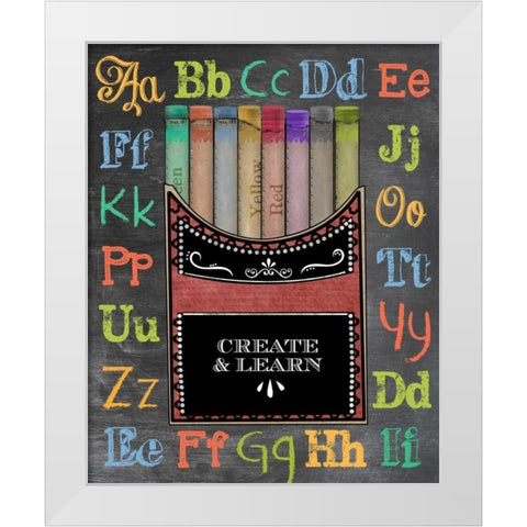 Crayons White Modern Wood Framed Art Print by Longfellow Designs