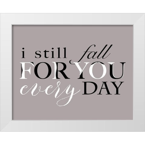 Fall For You White Modern Wood Framed Art Print by Longfellow Designs
