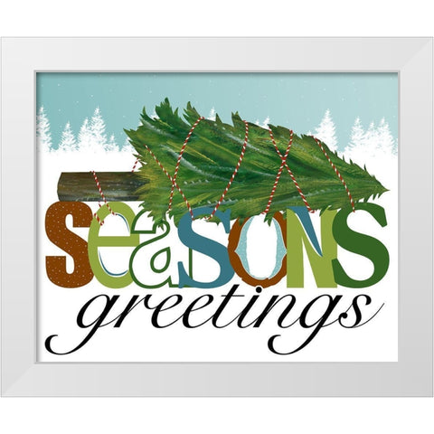 Seasons Greetings White Modern Wood Framed Art Print by Longfellow Designs