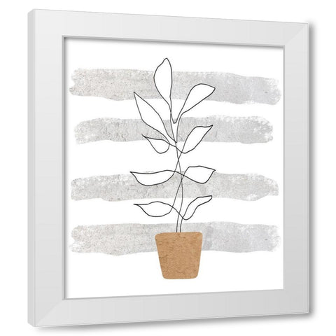 Scandi Plant White Modern Wood Framed Art Print by Longfellow Designs